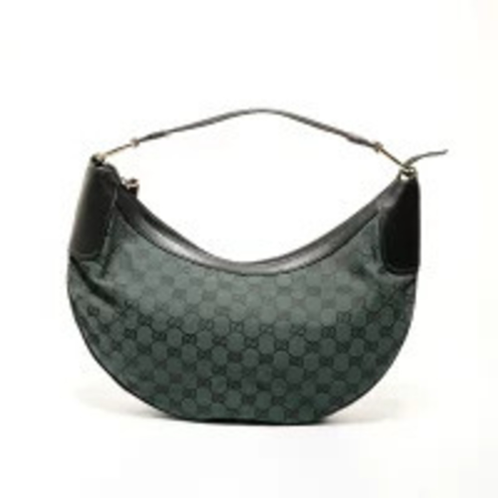 Gucci GG One Moon Bag Canvas Green Half Shoulder Hobo Hobo
